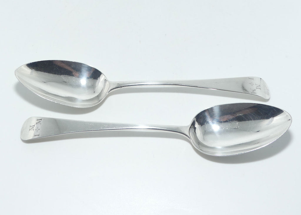 George III Sterling Silver pair of Old English pattern soup or serving spoons | London 1810 | Mary & Elizabeth Sumner