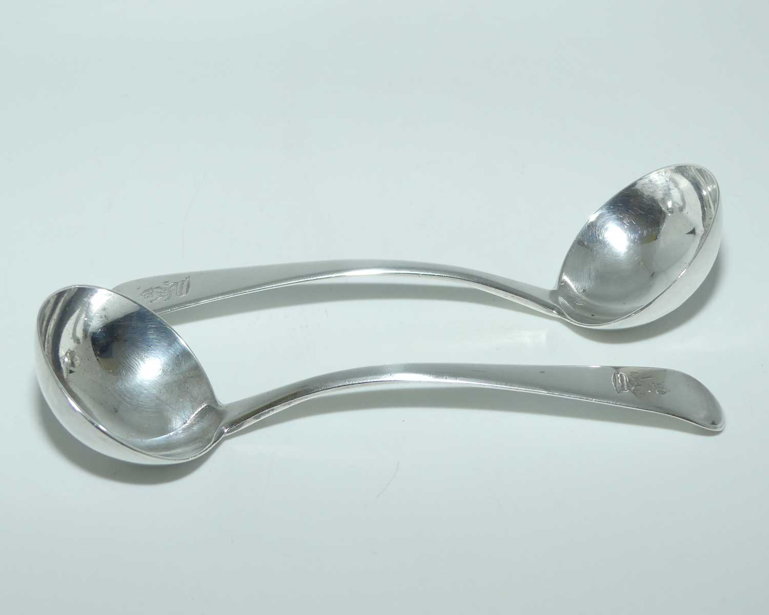 Georgian | Geo III | Sterling Silver Old English pair of sauce ladles | London 1812 | Wallis and Hayne 