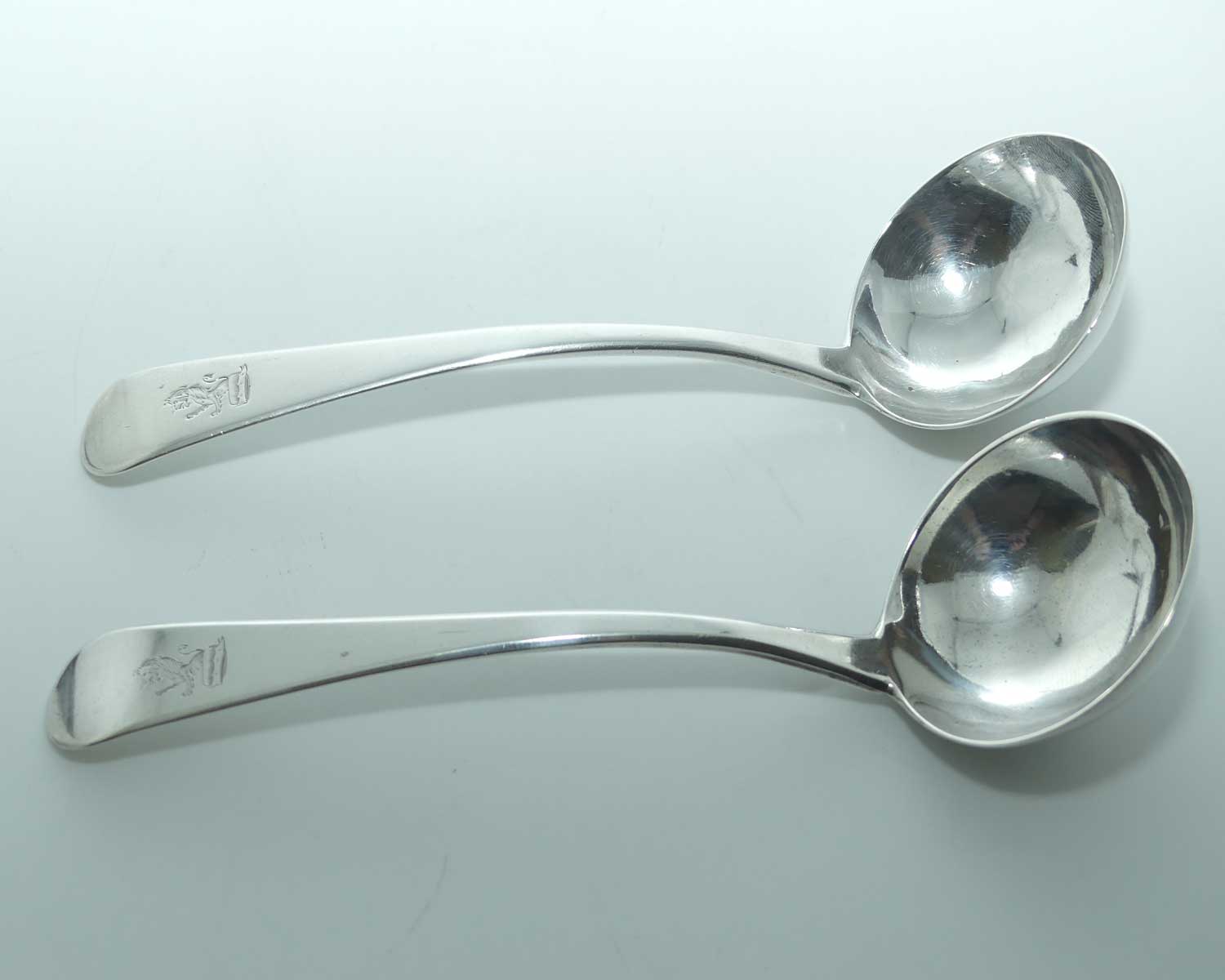 Georgian | Geo III | Sterling Silver Old English pair of sauce ladles | London 1812 | Wallis and Hayne 