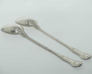 Georgian | Geo III | Sterling Silver pair of Kings Hourglass basting spoons | London 1814 | Paul Storr