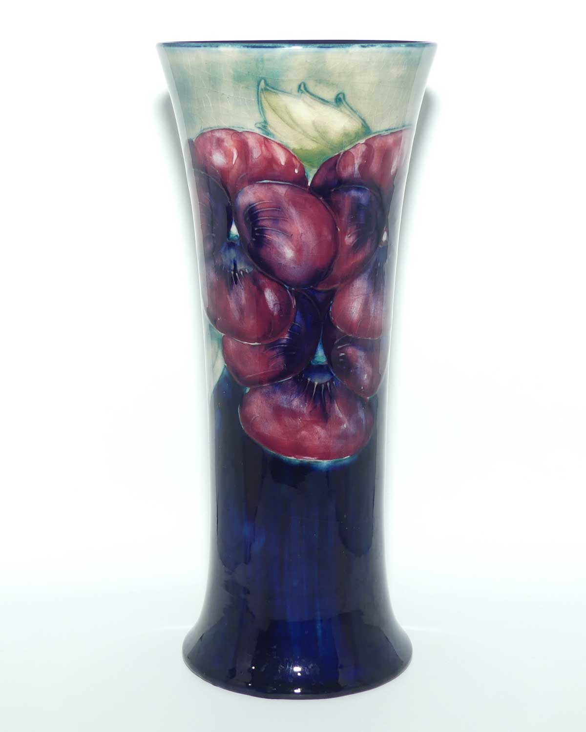 William Moorcroft Pansy trumpet vase | Light Colour top | Shape 181