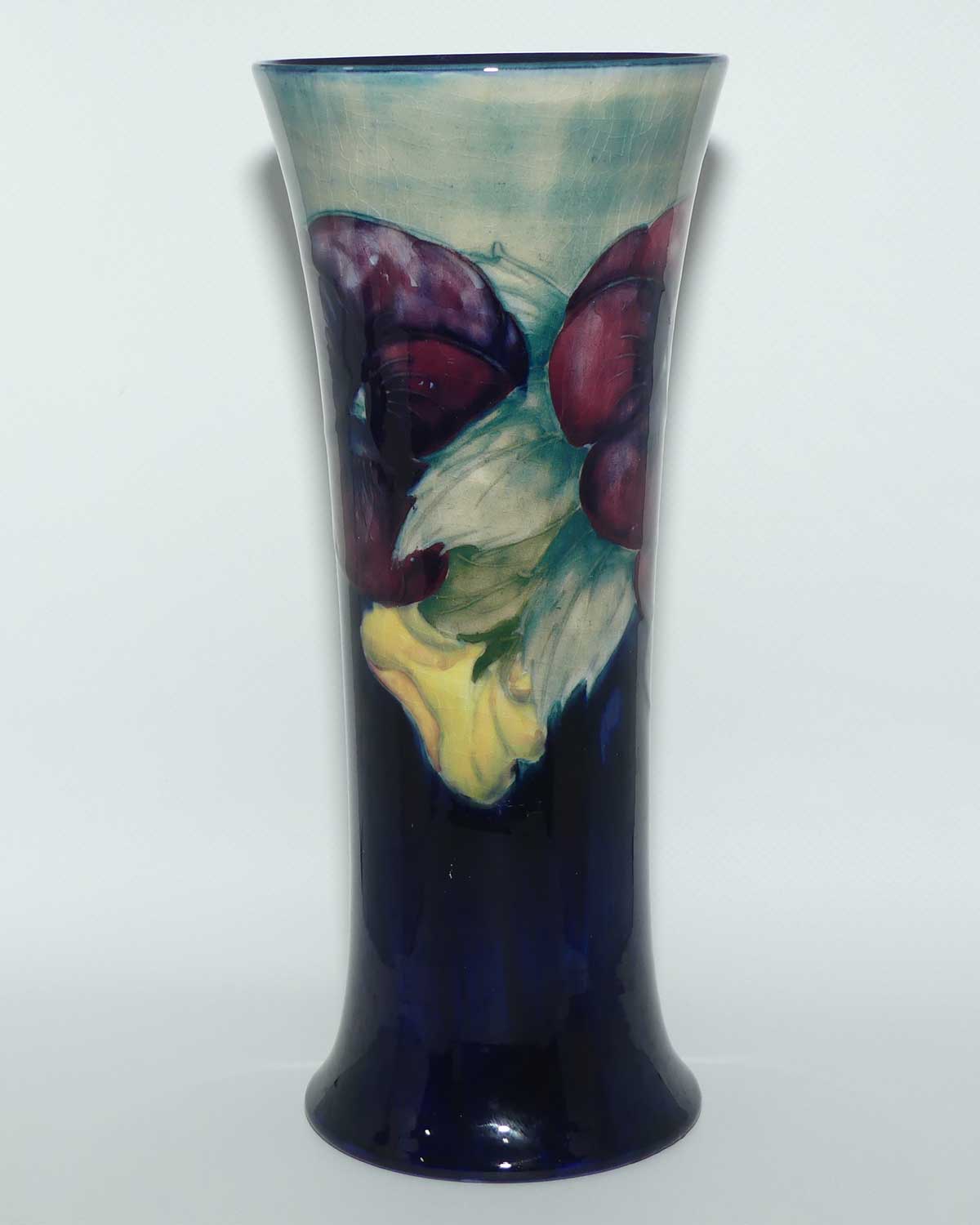 William Moorcroft Pansy trumpet vase | Light Colour top | Shape 181