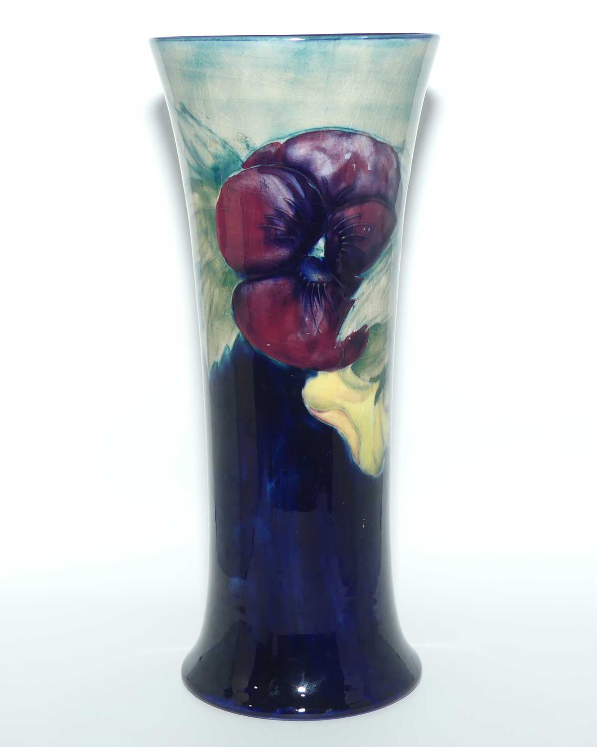 William Moorcroft Pansy trumpet vase | Light Colour top | Shape 181