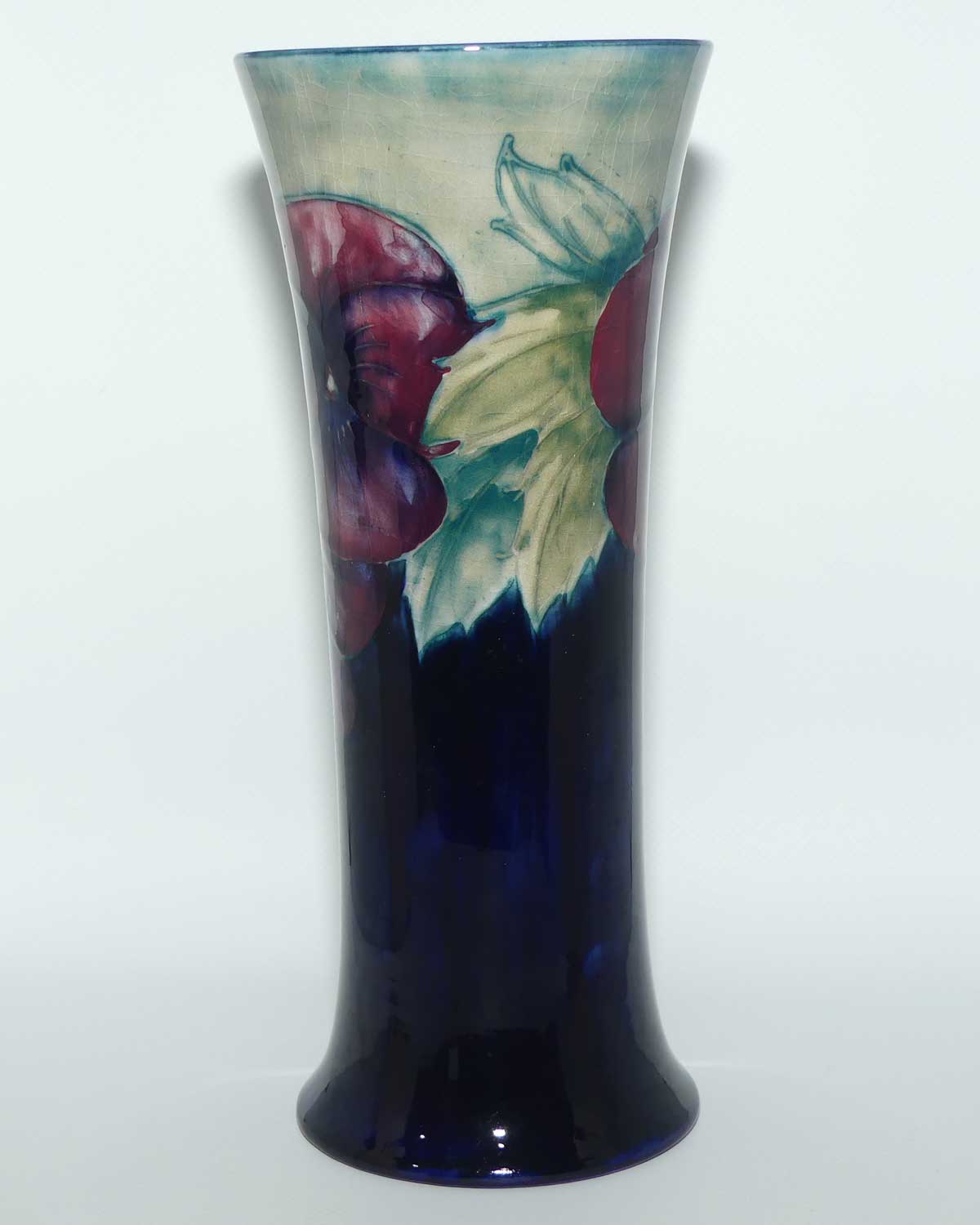 William Moorcroft Pansy trumpet vase | Light Colour top | Shape 181