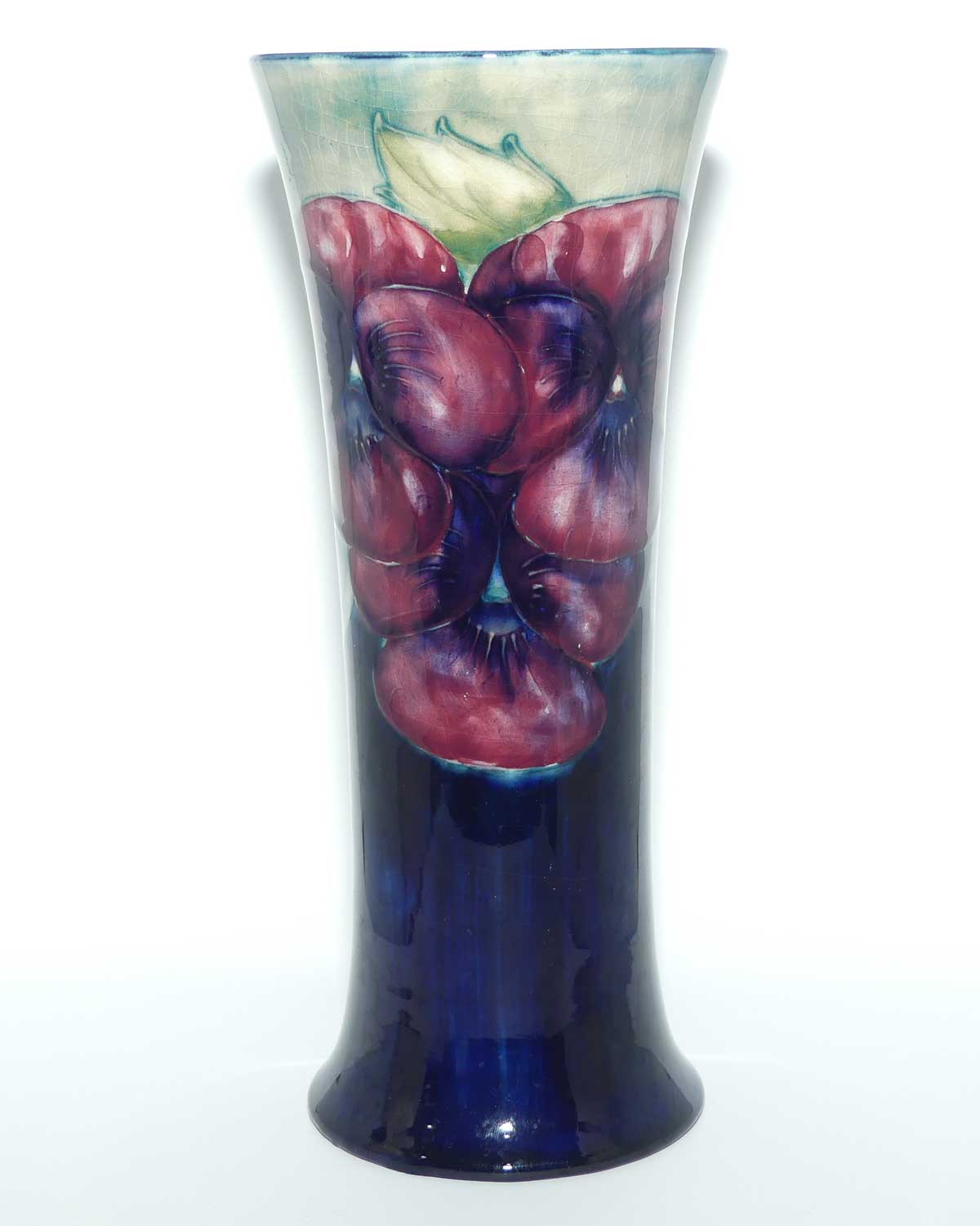 William Moorcroft Pansy trumpet vase | Light Colour top | Shape 181
