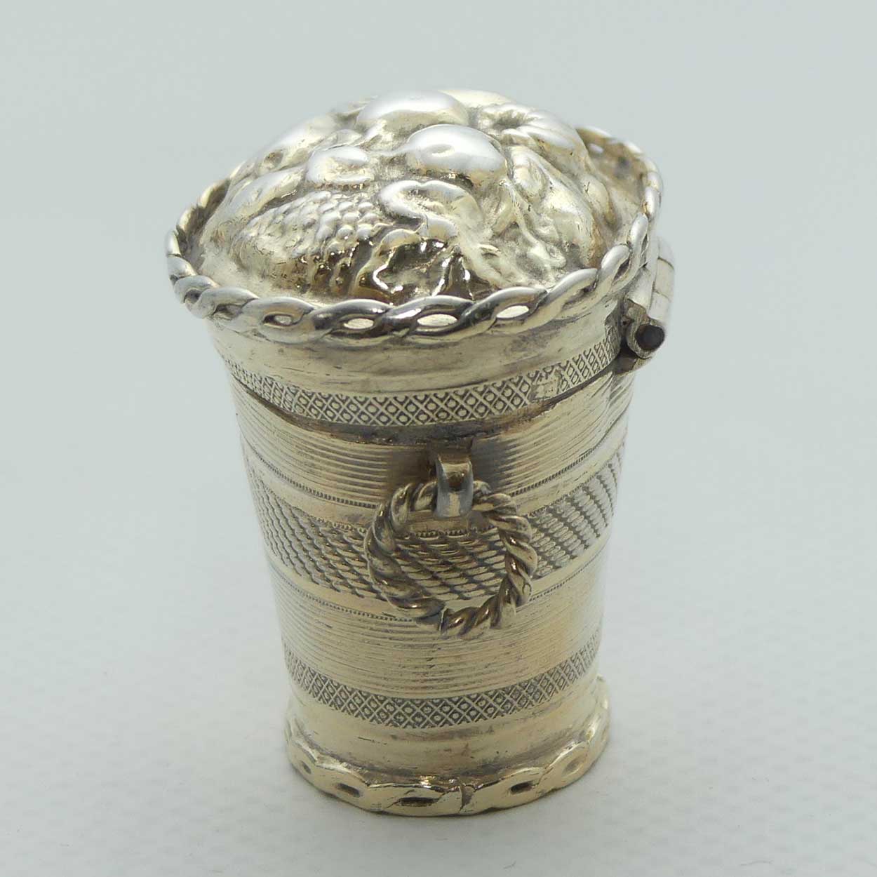 Vermeil on Dutch Silver .833 Basket of Fruit form peppermint box | Provincial Assay c.1838