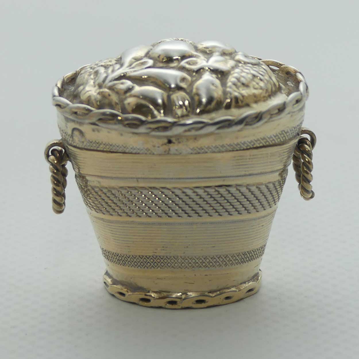Vermeil on Dutch Silver .833 Basket of Fruit form peppermint box | Provincial Assay c.1838
