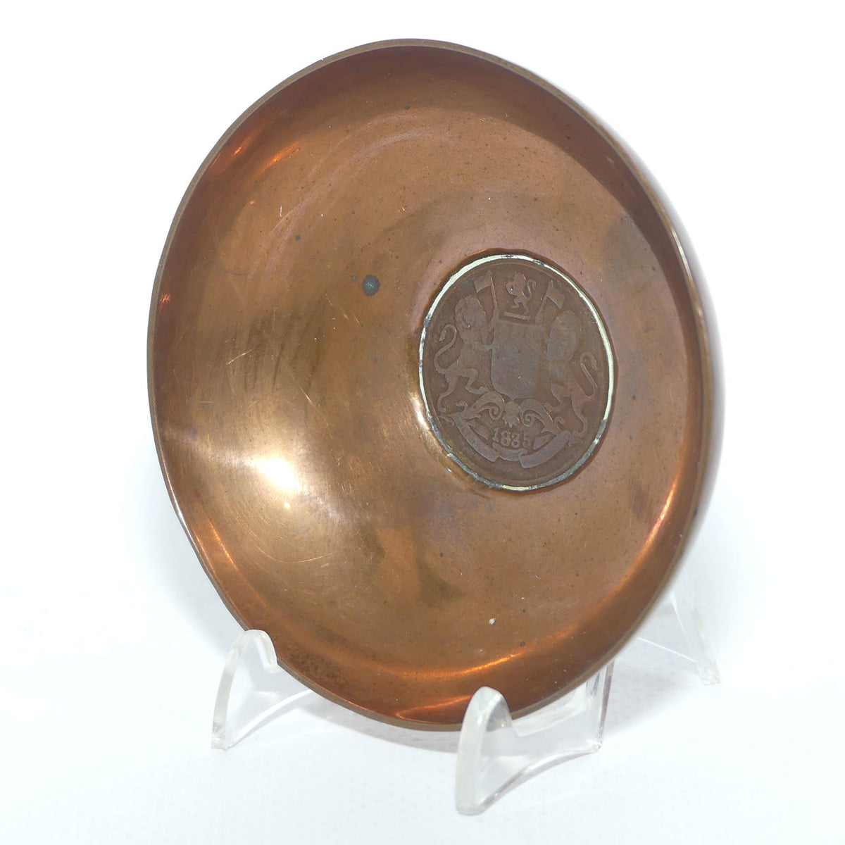 1835 East India Company Quarter Anna Coin set in Copper surround