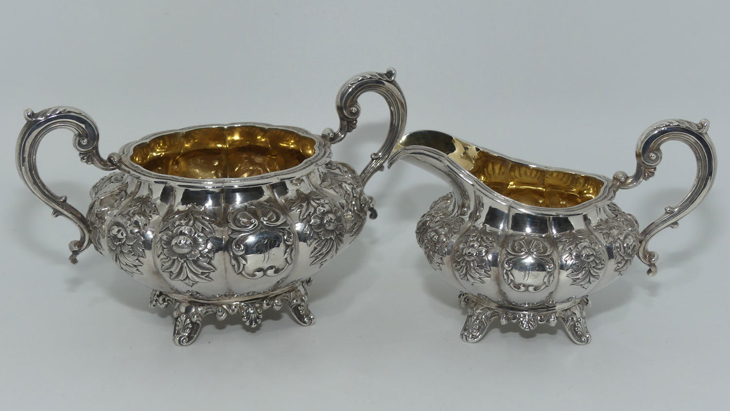 Early Victorian Irish Sterling Silver 3 piece tea service | Dublin 1839/40 | James Fray
