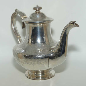 Victorian Sterling Silver tea pot with Bright Cut decoration | London 1840 | Dismore Silversmiths to the Queen Liverpool