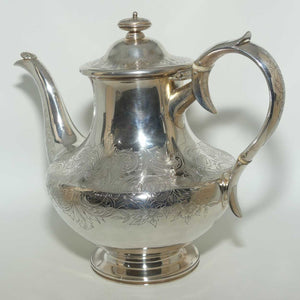 Victorian Sterling Silver tea pot with Bright Cut decoration | London 1840 | Dismore Silversmiths to the Queen Liverpool