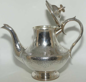 Victorian Sterling Silver tea pot with Bright Cut decoration | London 1840 | Dismore Silversmiths to the Queen Liverpool