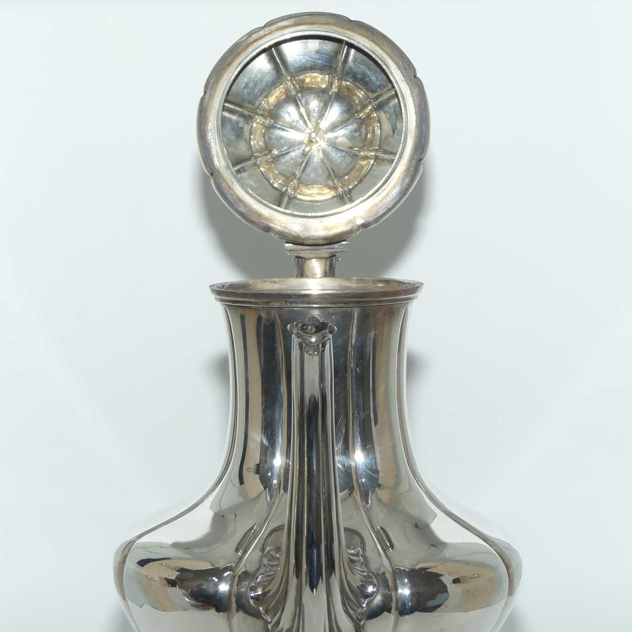 early Victorian Sterling Silver pumpkin shape coffee pot with floral final | London 1842 | Barnard Family