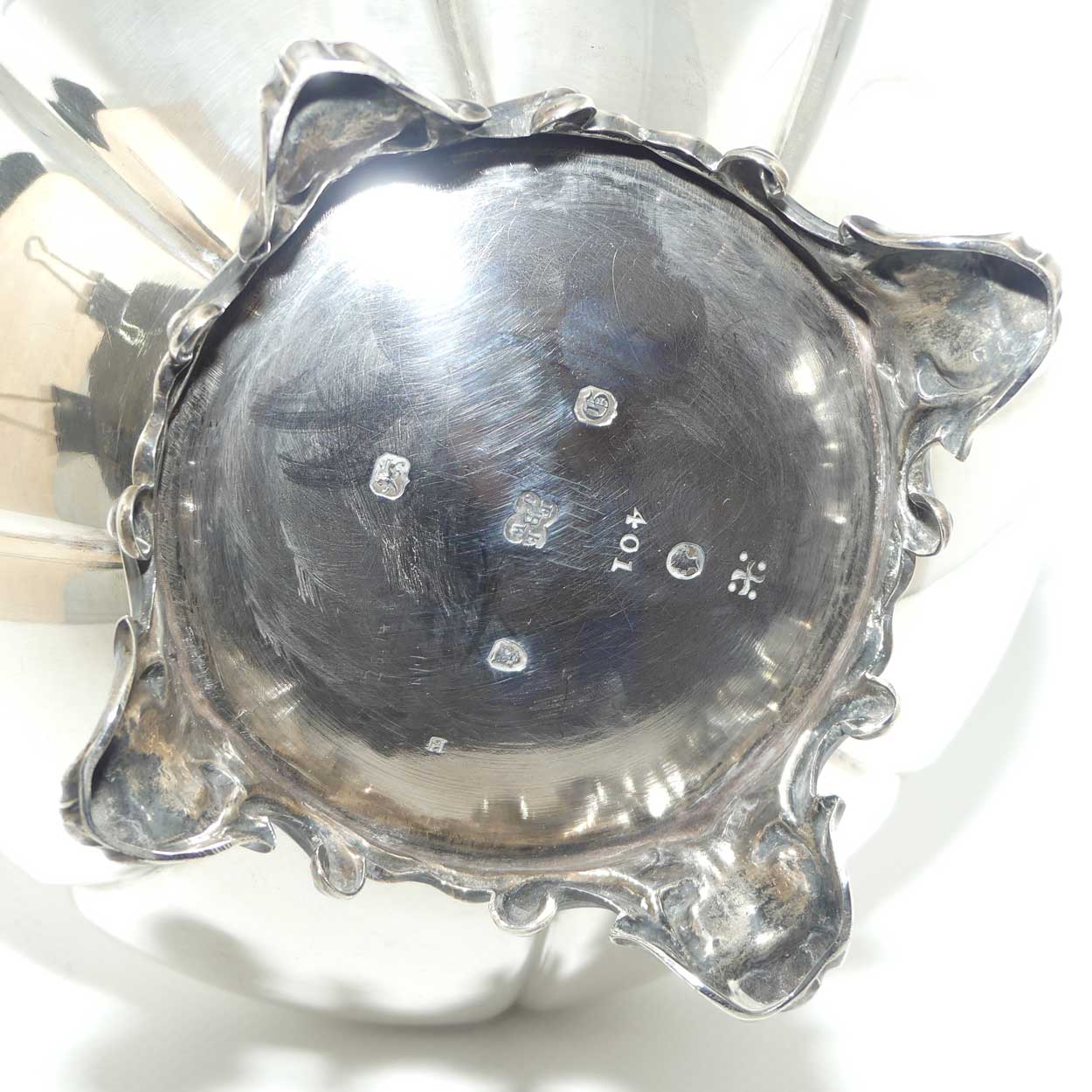 early Victorian Sterling Silver pumpkin shape coffee pot with floral final | London 1842 | Barnard Family