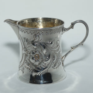 Victorian | Scottish Sterling Silver cream jug with floral chased decoration | Edinburgh 1858