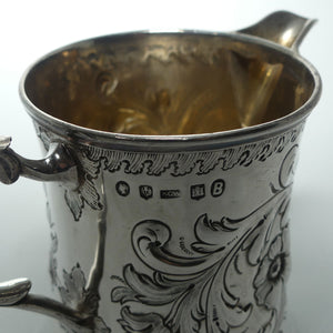 Victorian | Scottish Sterling Silver cream jug with floral chased decoration | Edinburgh 1858