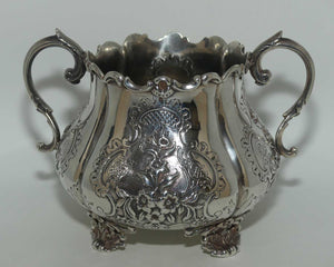 Victorian Sterling Silver twin handle Floral decorated bowl on four feet | Edinburgh 1862 | 516gms