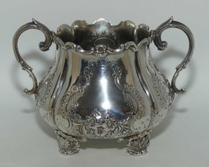 Victorian Sterling Silver twin handle Floral decorated bowl on four feet | Edinburgh 1862 | 516gms