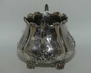 Victorian Sterling Silver twin handle Floral decorated bowl on four feet | Edinburgh 1862 | 516gms