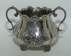 Victorian Sterling Silver twin handle Floral decorated bowl on four feet | Edinburgh 1862 | 516gms