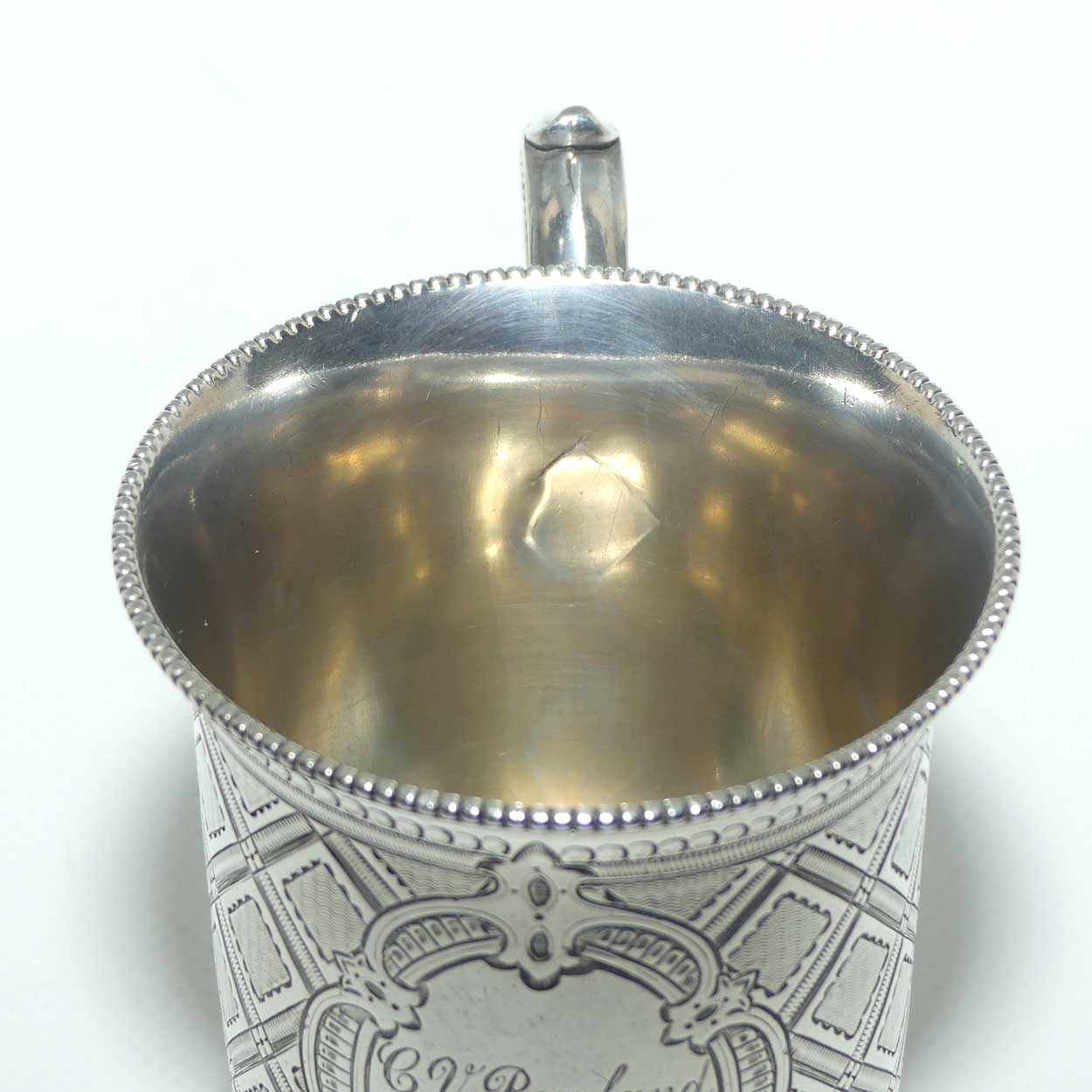 Superbly decorated Victorian era Sterling Silver Christening mug | London 1863 | Edward & John Barnard