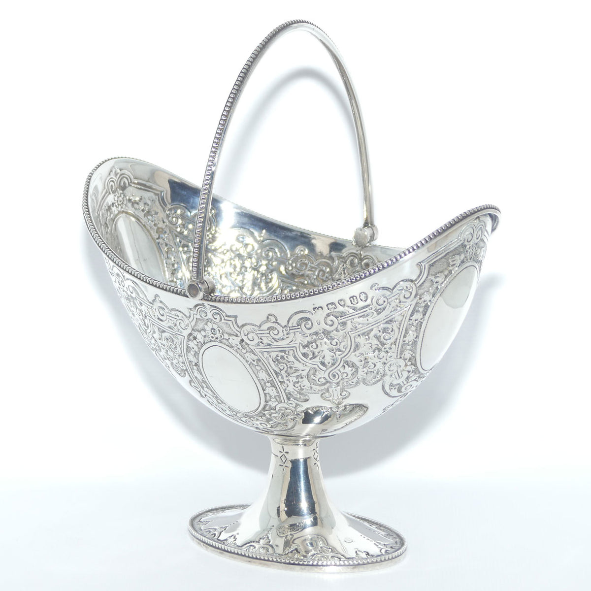 Victorian era Sterling Silver swing handle collet foot sugar basket | London 1875 | Martin Hall & Co