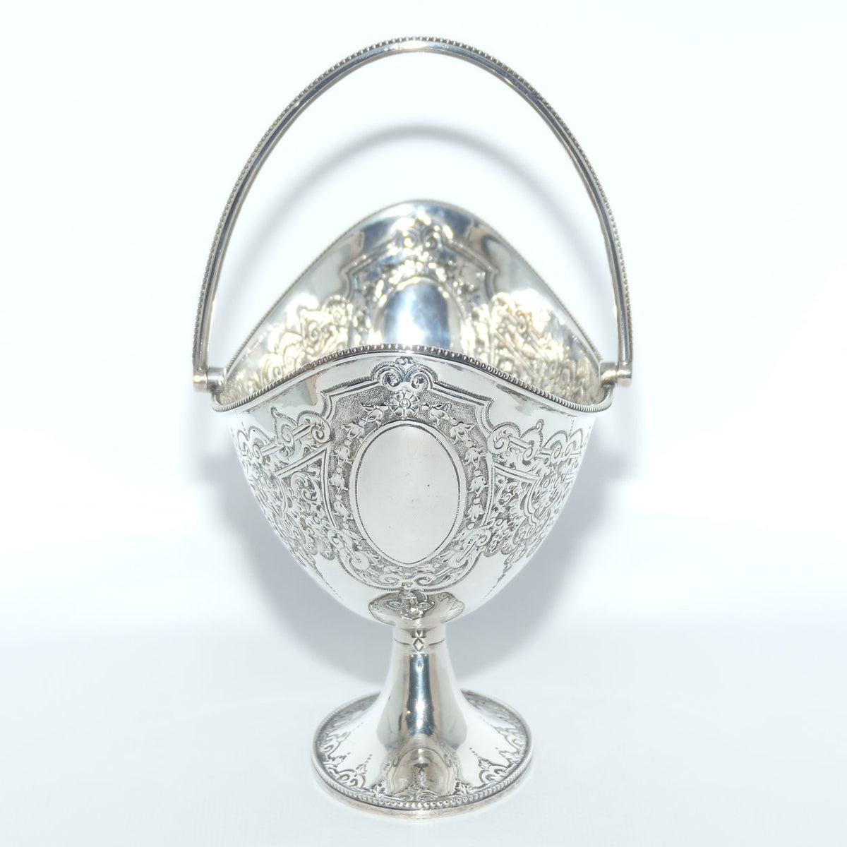 Victorian era Sterling Silver swing handle collet foot sugar basket | London 1875 | Martin Hall & Co
