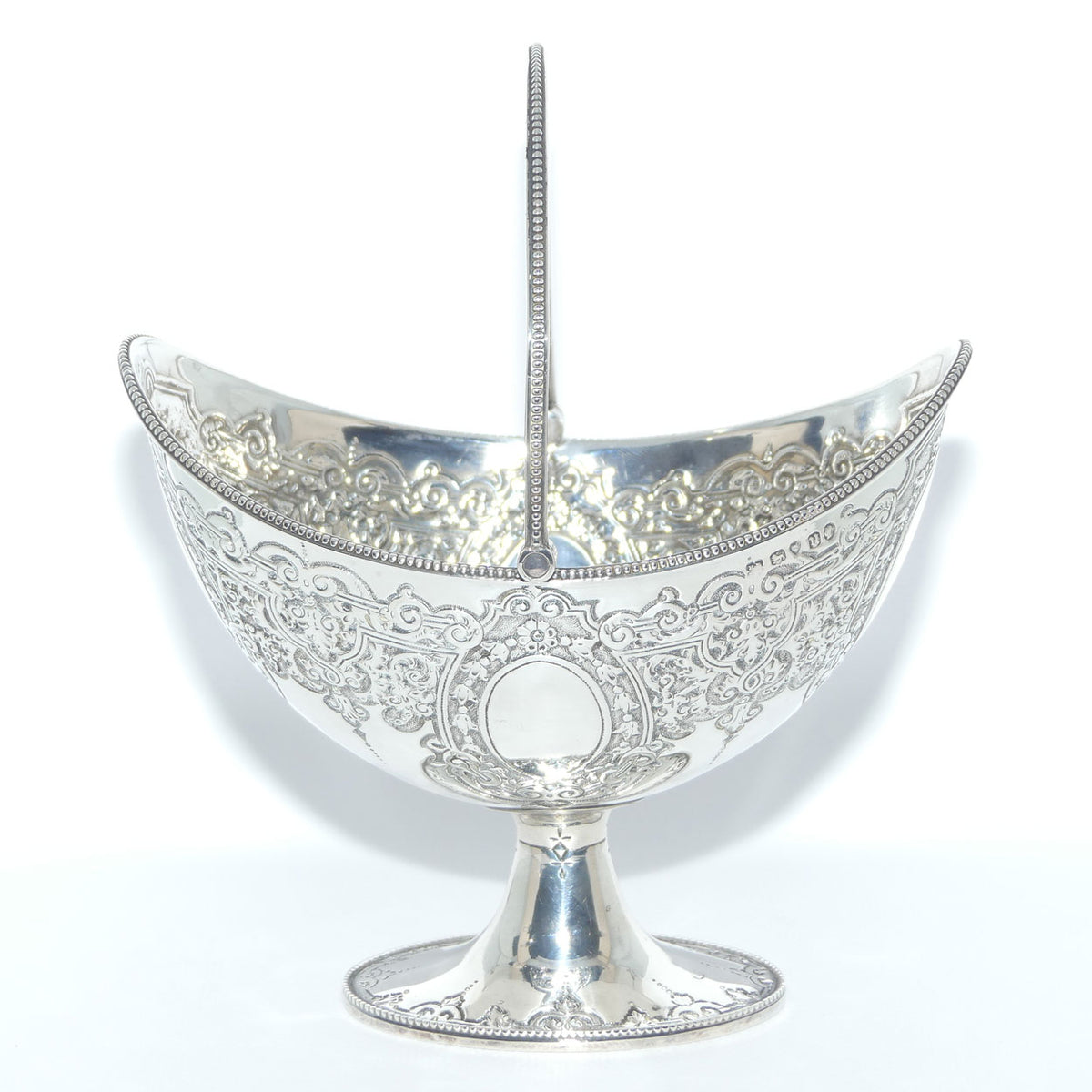 Victorian era Sterling Silver swing handle collet foot sugar basket | London 1875 | Martin Hall & Co