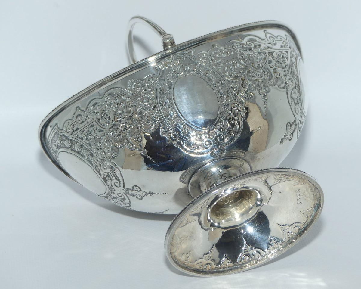 Victorian era Sterling Silver swing handle collet foot sugar basket | London 1875 | Martin Hall & Co