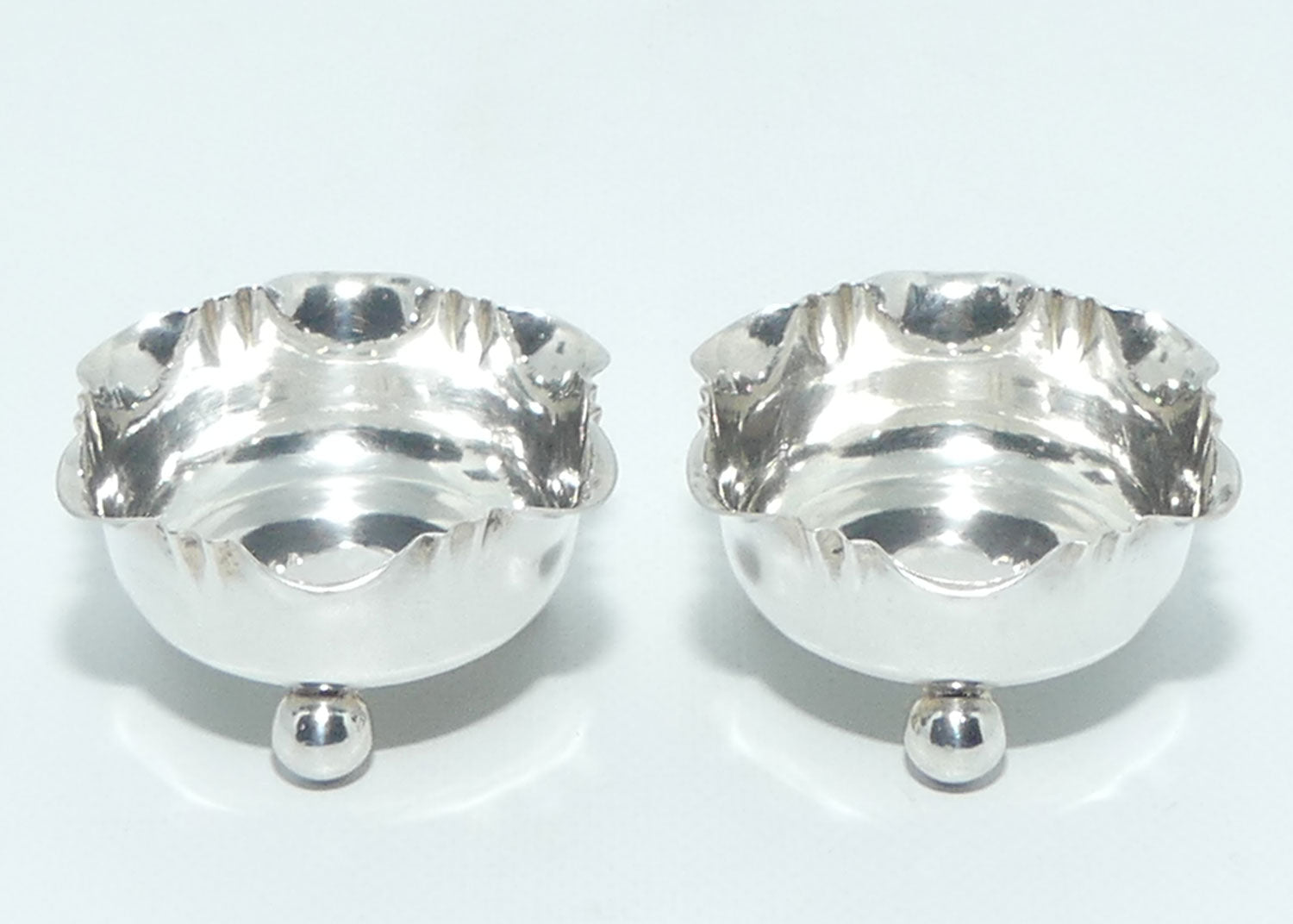 Sterling Silver pair of open salts | Fluted Rim | Birmingham 1876 | 23.6g