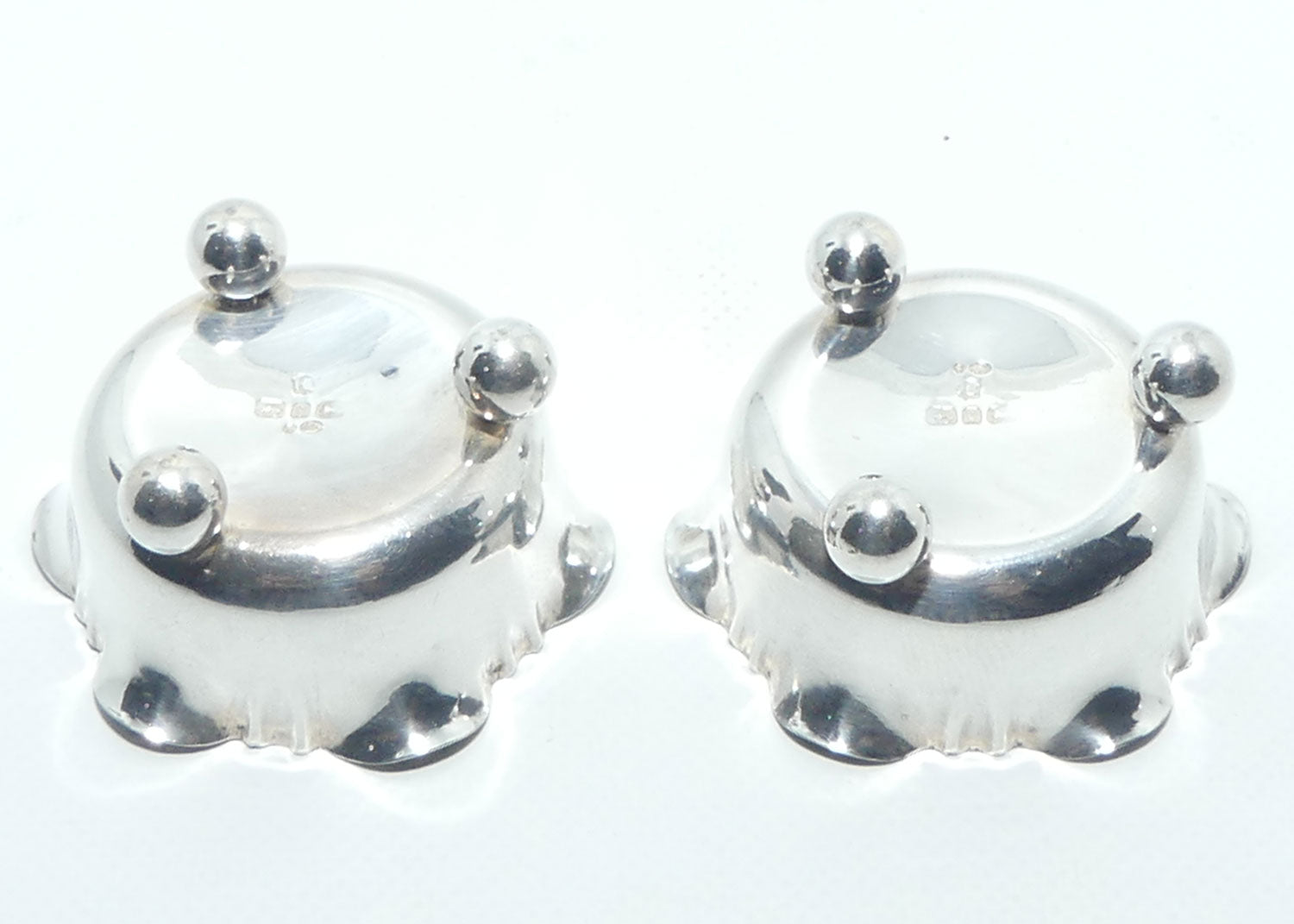 Sterling Silver pair of open salts | Fluted Rim | Birmingham 1876 | 23.6g