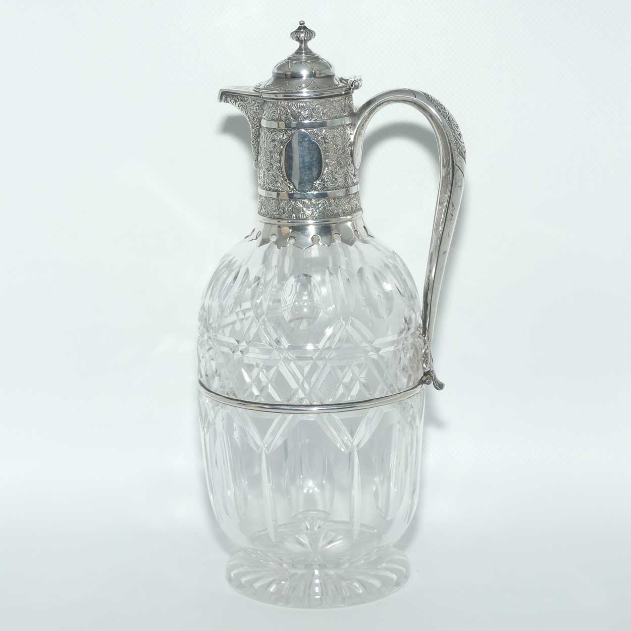 Victorian era Sterling Silver and Cut Crystal claret jug | London 1879