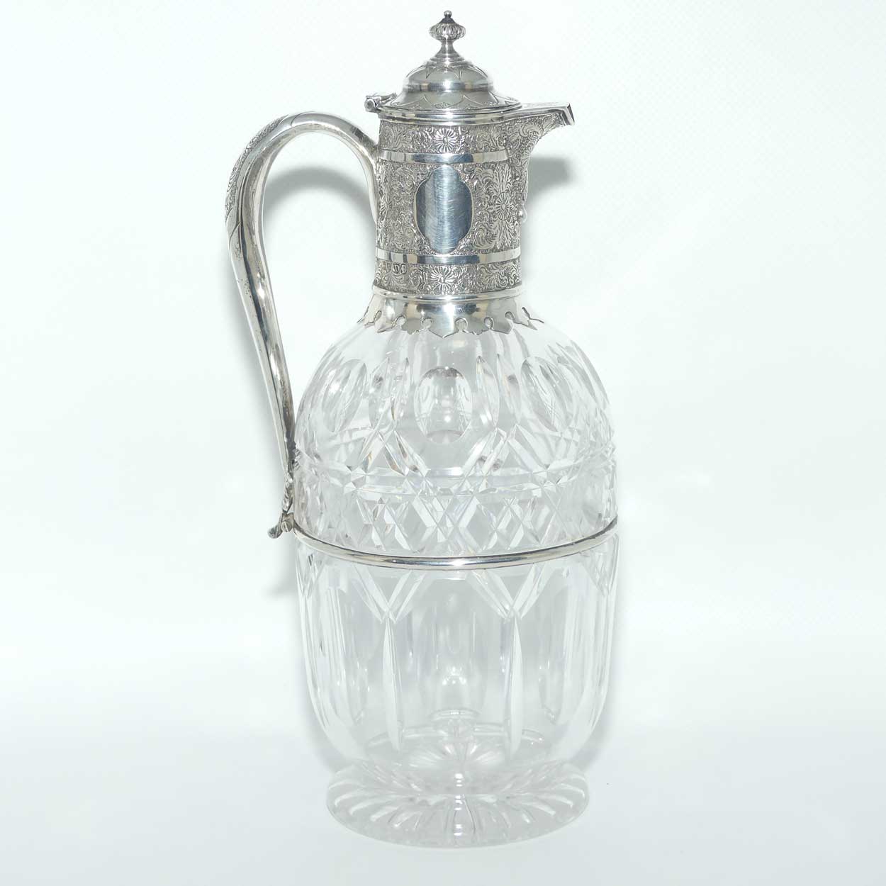 Victorian era Sterling Silver and Cut Crystal claret jug | London 1879