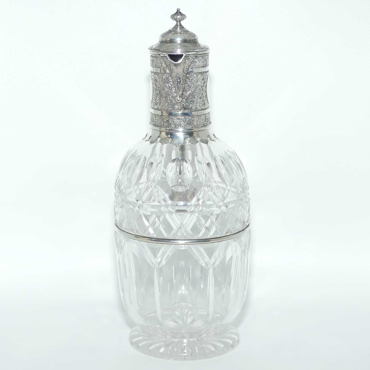 Victorian era Sterling Silver and Cut Crystal claret jug | London 1879