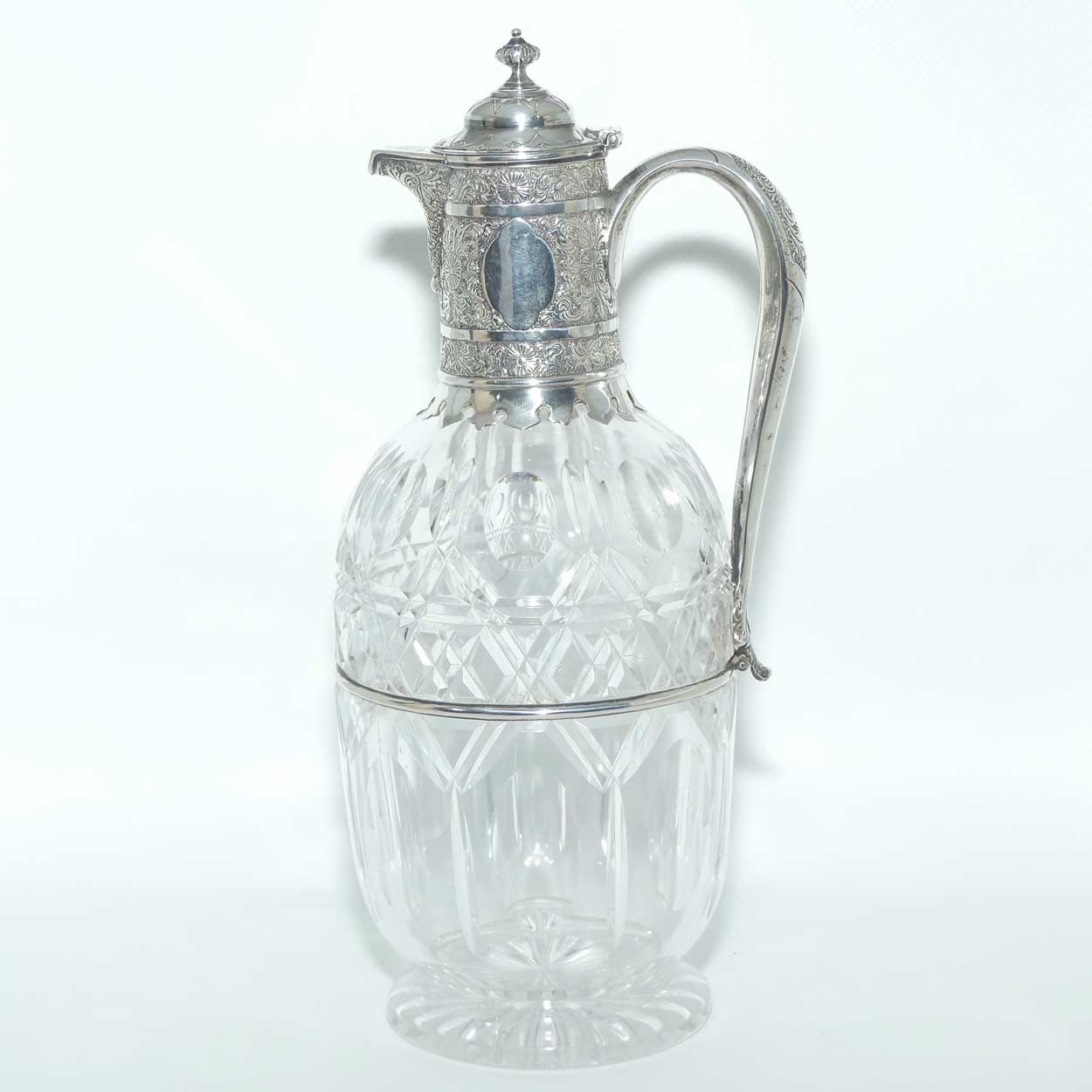 Victorian era Sterling Silver and Cut Crystal claret jug | London 1879