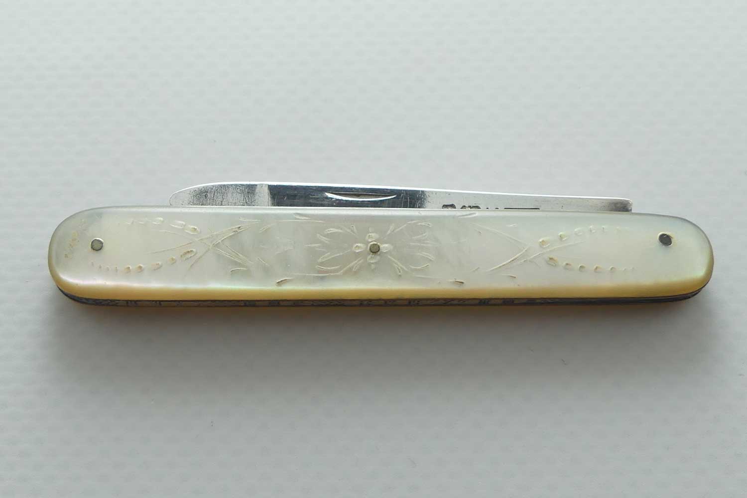 Victorian Sterling Silver and Carved Mother of Pearl Fruit Knife | Sheffield 1884
