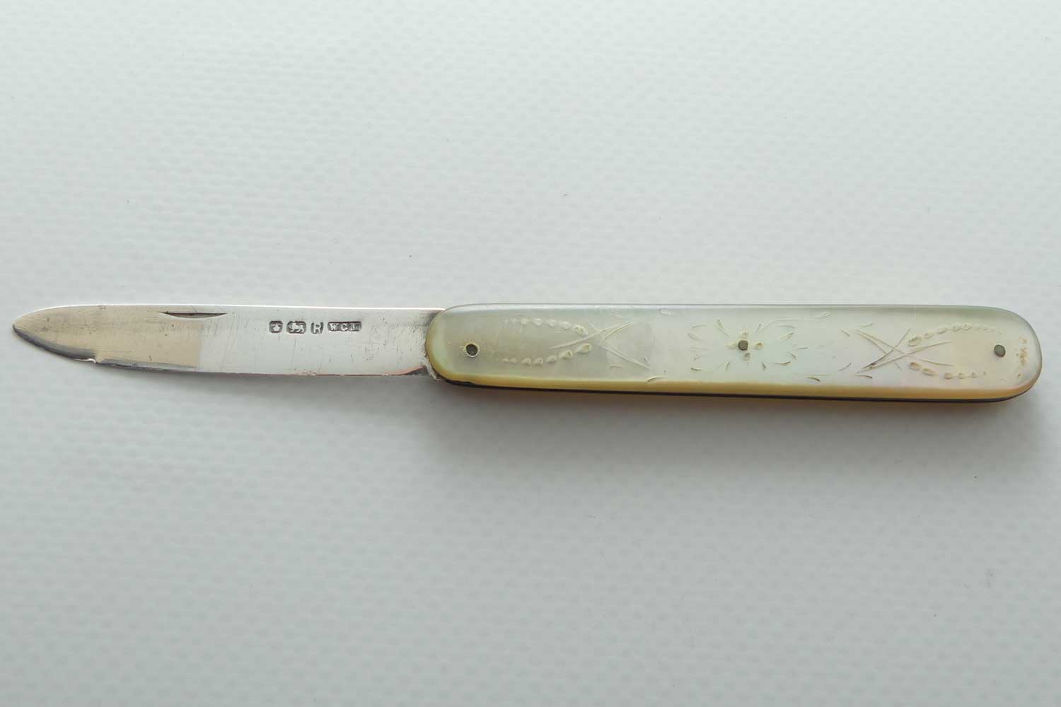 Victorian Sterling Silver and Carved Mother of Pearl Fruit Knife | Sheffield 1884