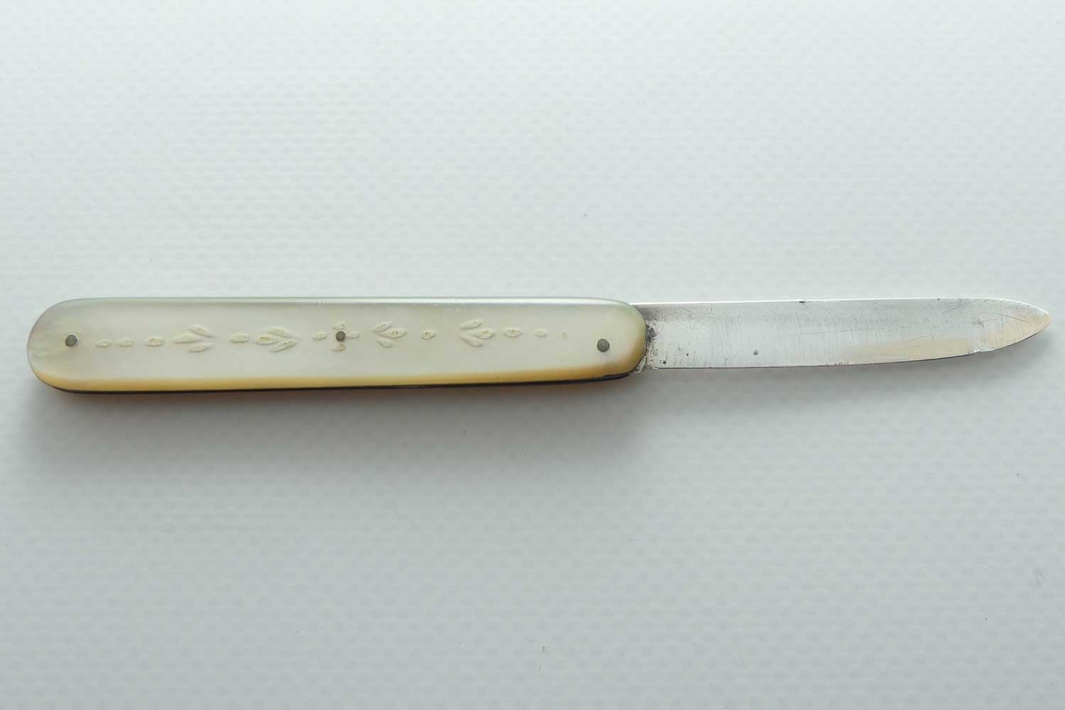 Victorian Sterling Silver and Carved Mother of Pearl Fruit Knife | Sheffield 1884