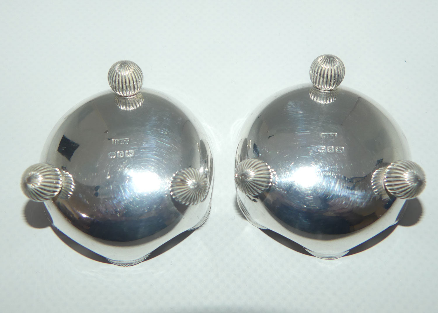 Victorian Sterling Silver pair of open salts + spoons | Birmingham 1891