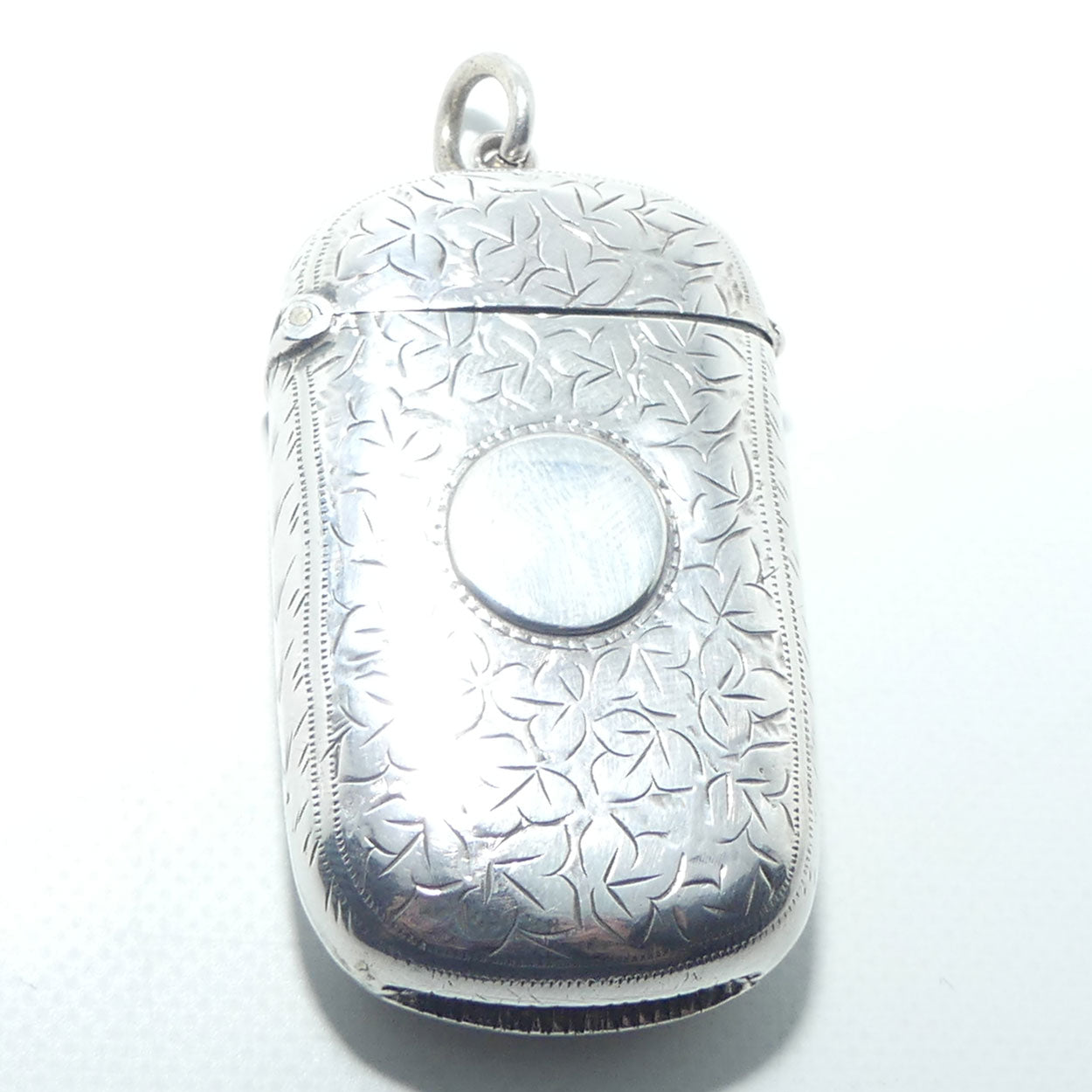 Bright Cut decoration Sterling Silver Vesta Case | Birmingham 1898