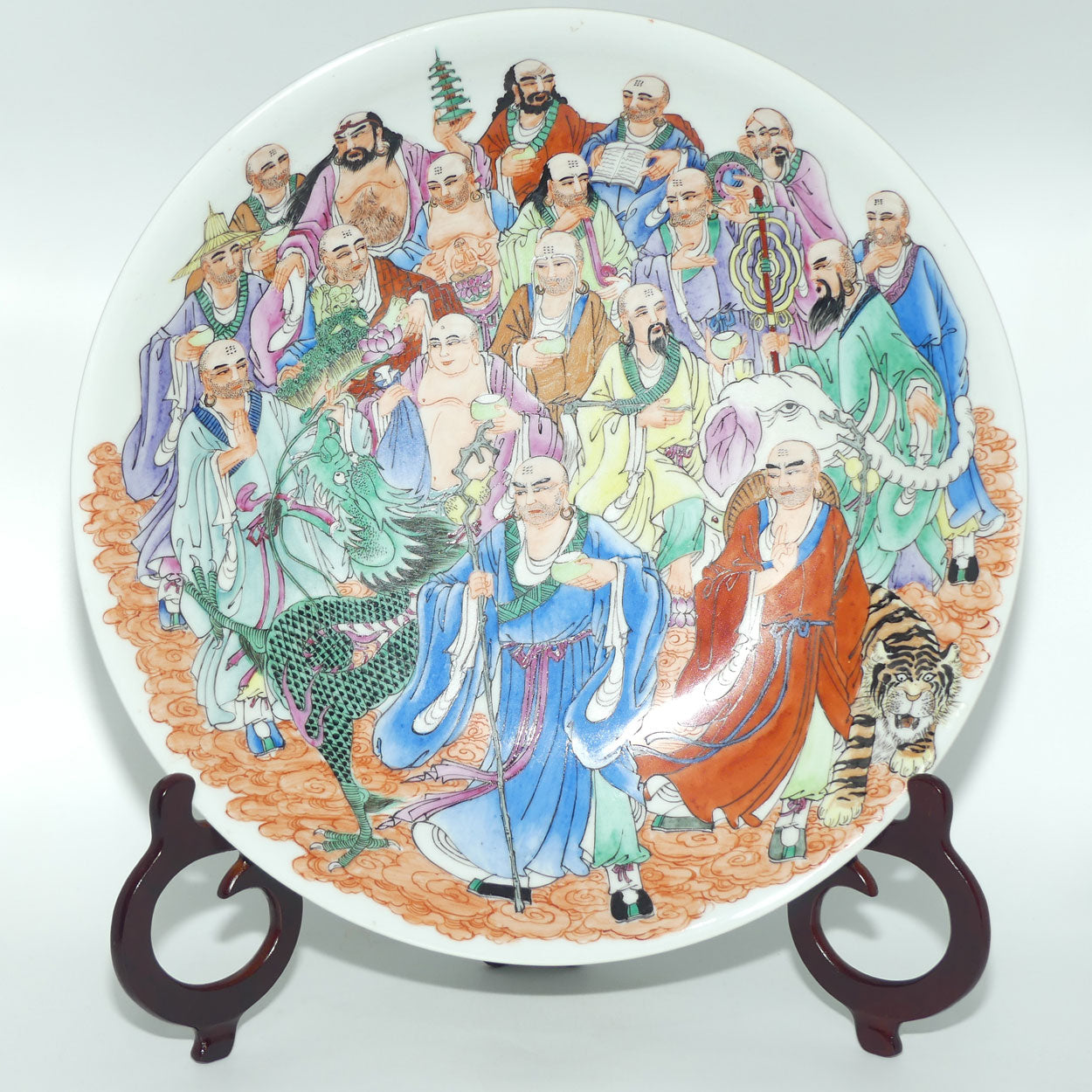 Chinese handpainted Eighteen Luohans | Arhats bowl with Qianlong Mark