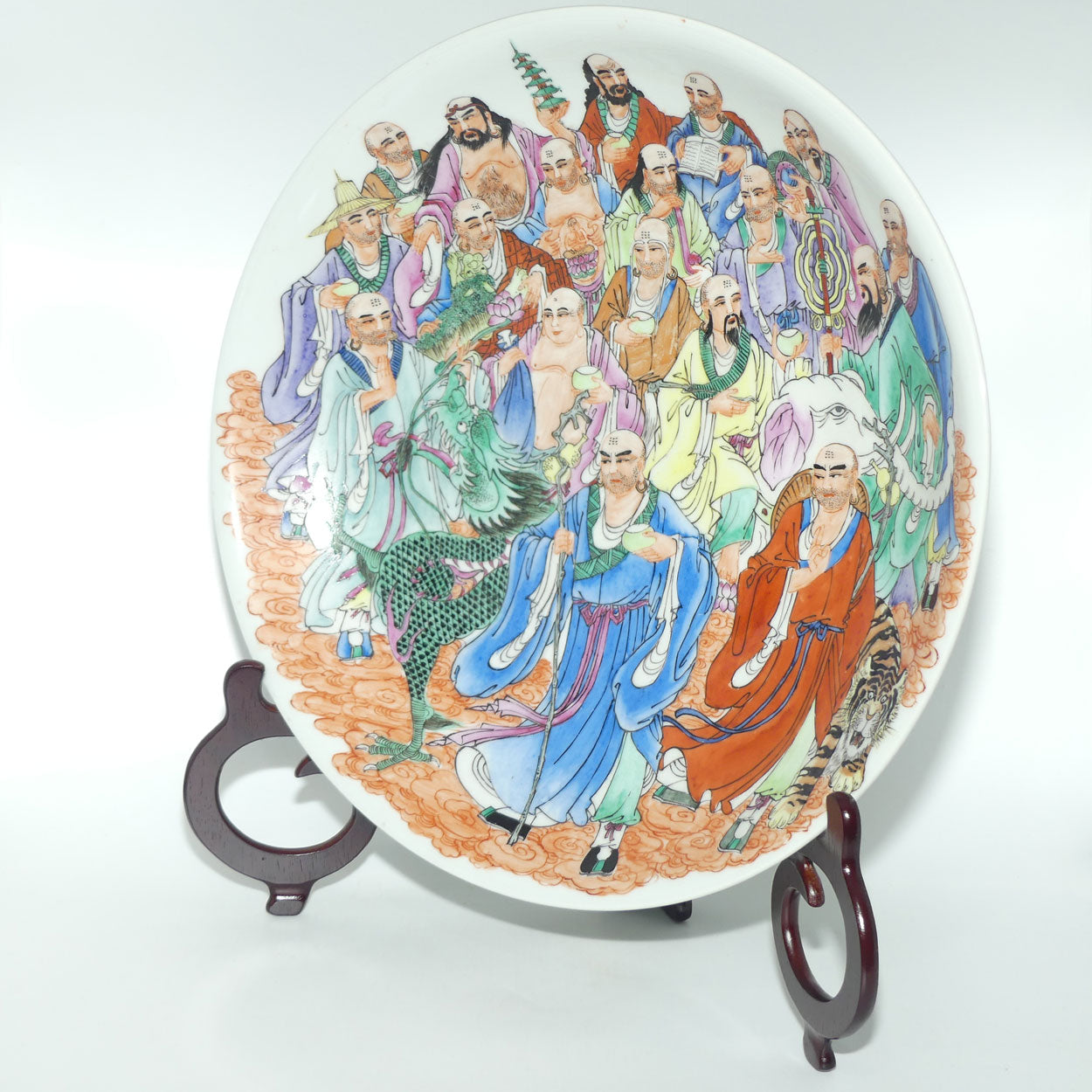 Chinese handpainted Eighteen Luohans | Arhats bowl with Qianlong Mark