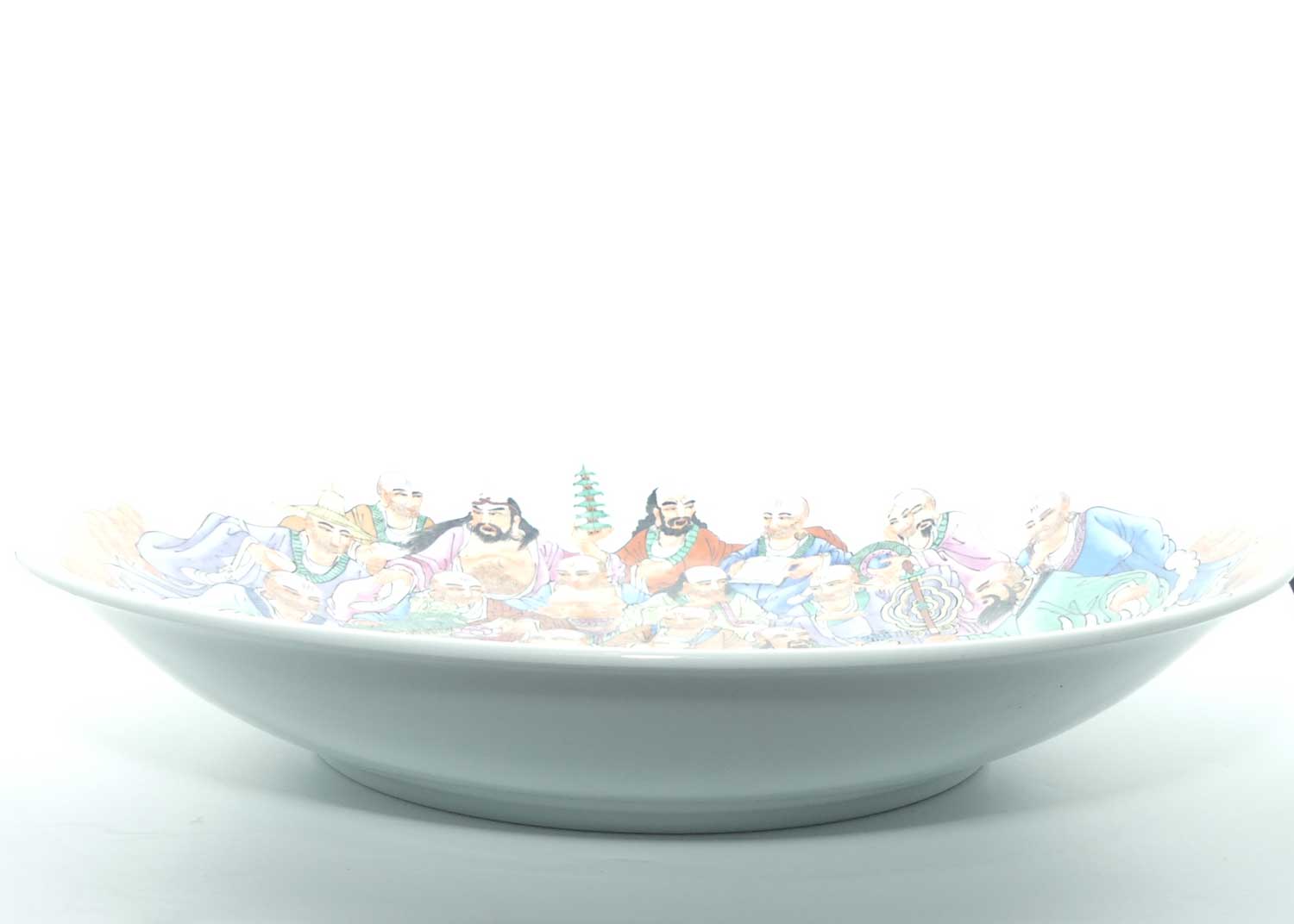 Chinese handpainted Eighteen Luohans | Arhats bowl with Qianlong Mark