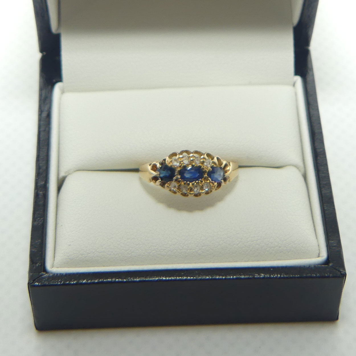 18ct Yellow Gold 3 Sapphire and Diamond Ring | Antique | Valued $5300
