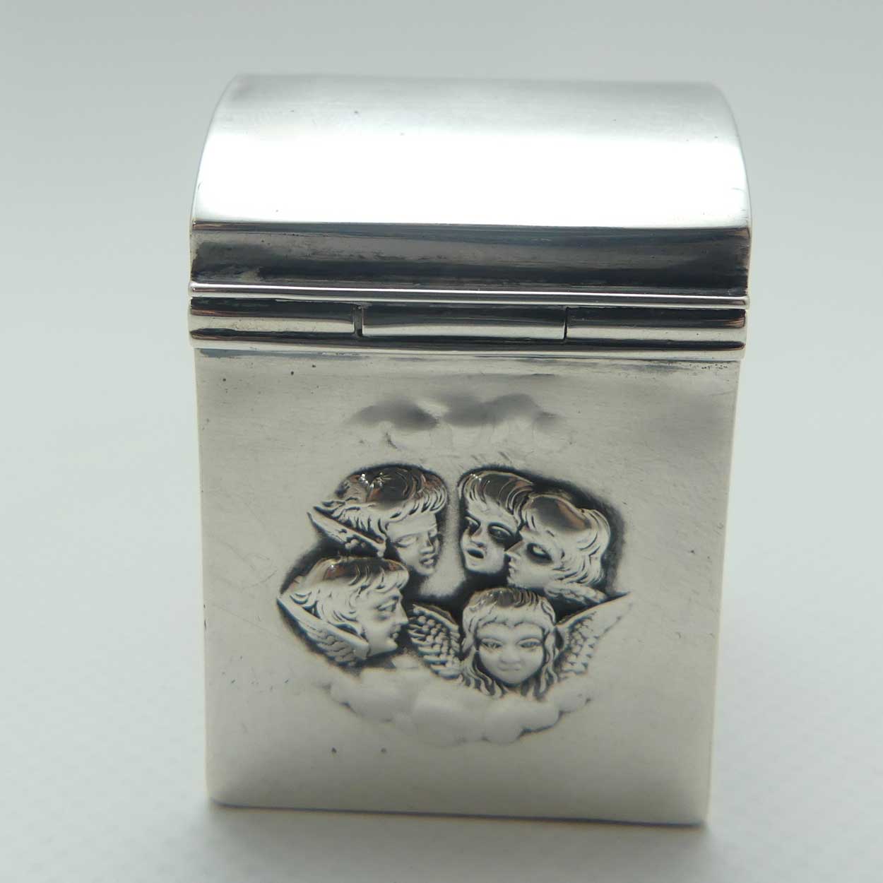 late Victorian era Sterling Silver miniature playing card box | contains 2 sets of cards | Birmingham 1900