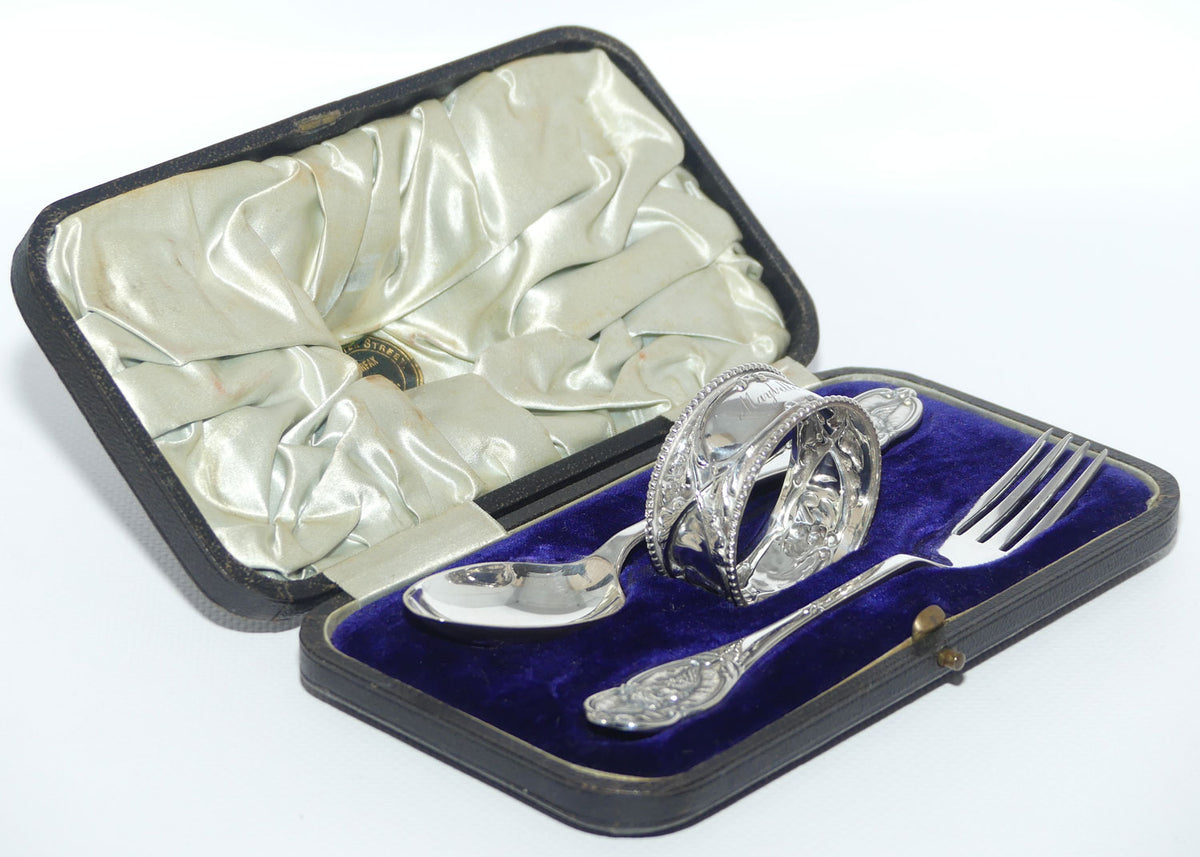 Edwardian era Sterling Silver christening set | Sheffield 1902 | James Deakin & Sons