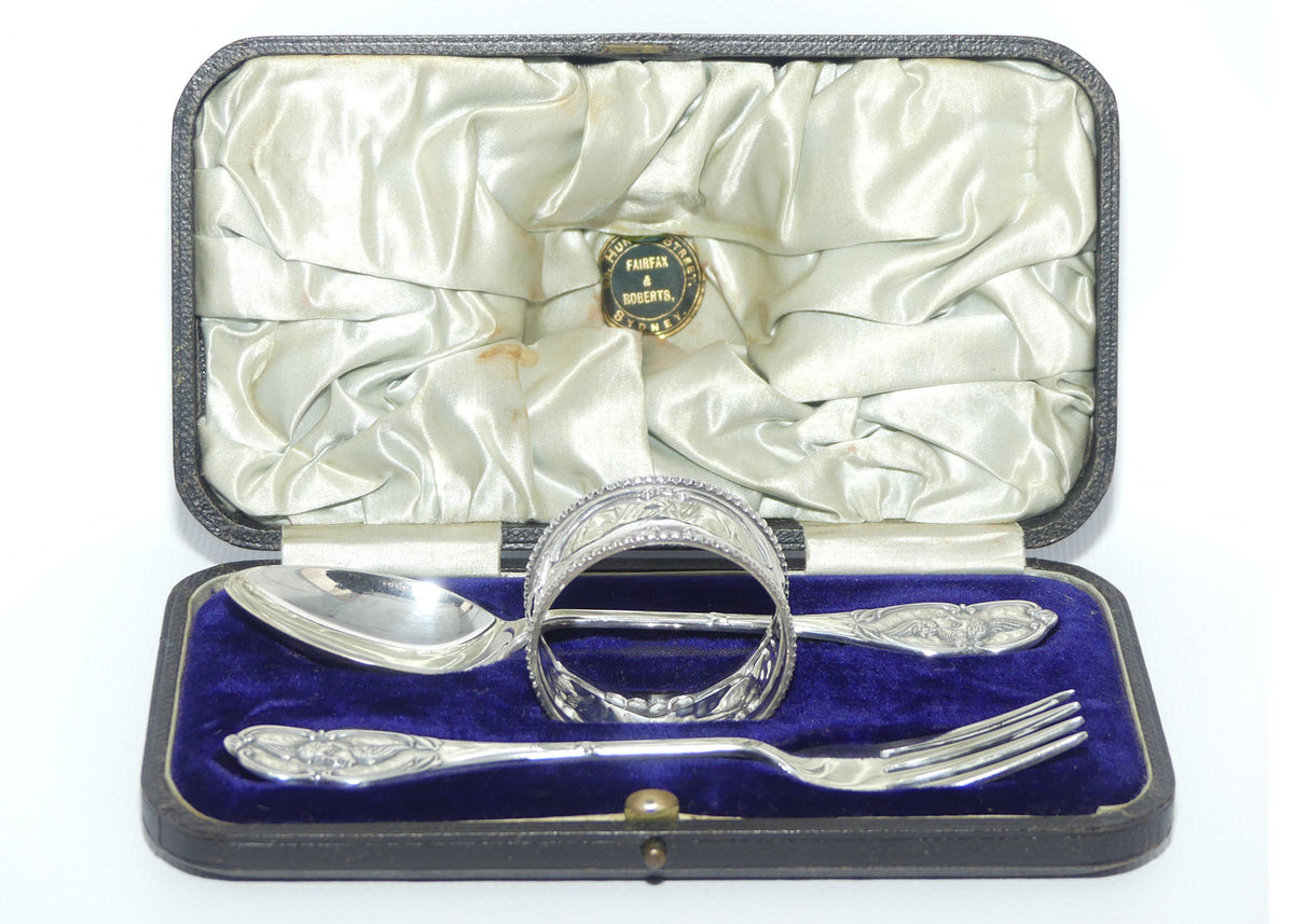 Edwardian era Sterling Silver christening set | Sheffield 1902 | James Deakin & Sons