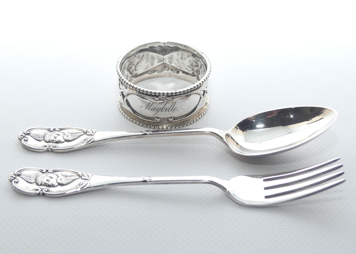 Edwardian era Sterling Silver christening set | Sheffield 1902 | James Deakin & Sons