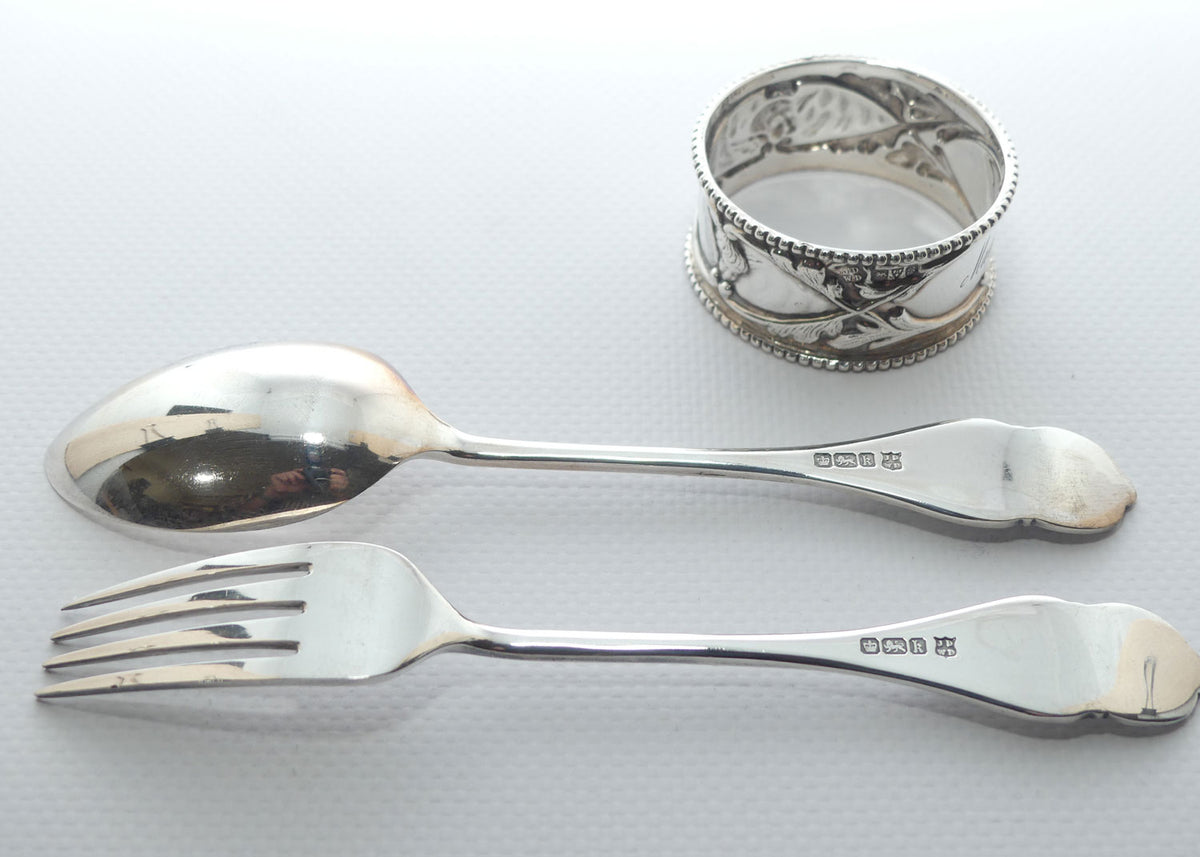 Edwardian era Sterling Silver christening set | Sheffield 1902 | James Deakin & Sons