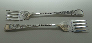 Edwardian era Sterling Silver pair of savoury forks | Sheffield 1904 | Francis Howard Ltd